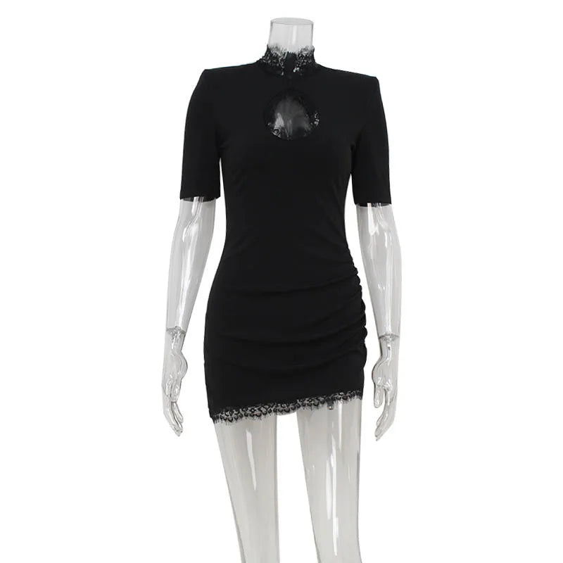 Lace Patchwork Hollow-Out Bodycon Dress